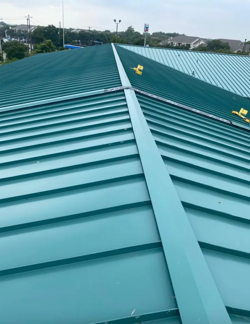 Green commercial metal roof ridge and valley for Metal Roof Repair in Litchfield Park